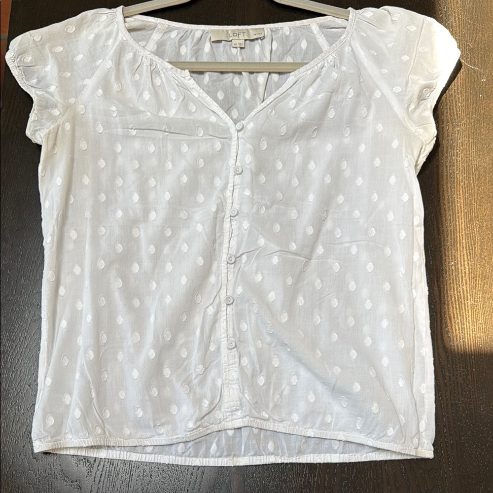 LOFT White Cap Sleeve Balloon hen  Blouse SP